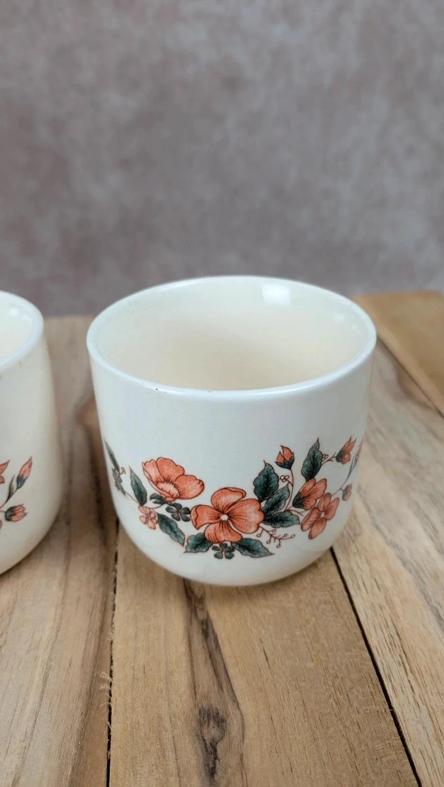 Lote de 3 tazas antiguas de cerámica con decoración floral – photo 5